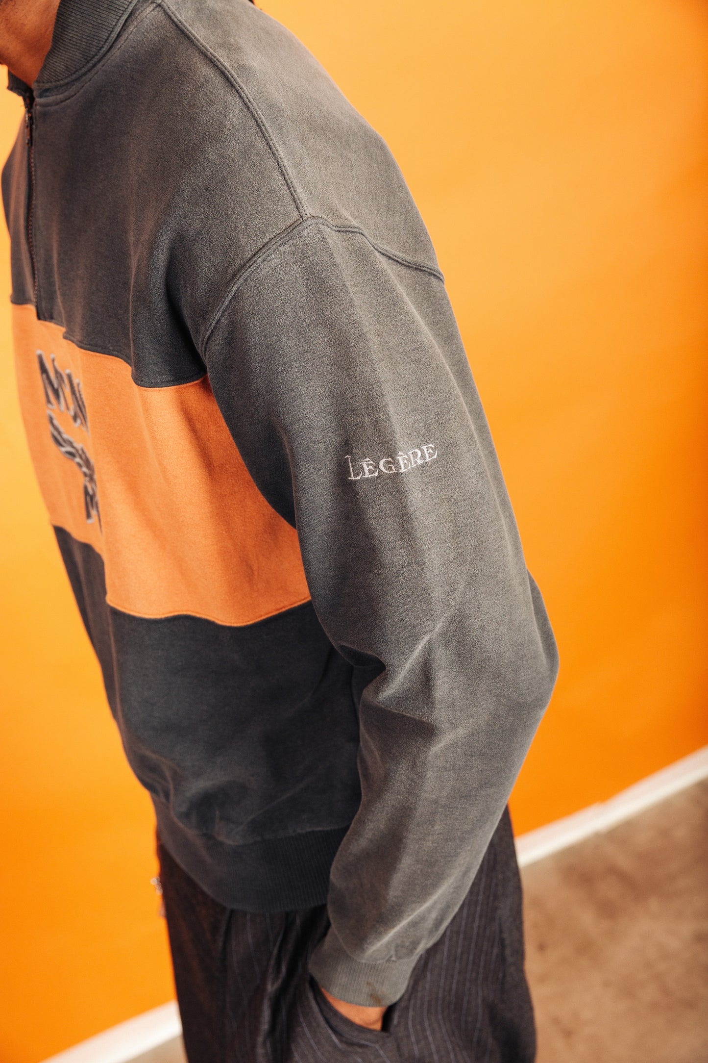 Legre MCM Two Tone Quarter Zip Sweater