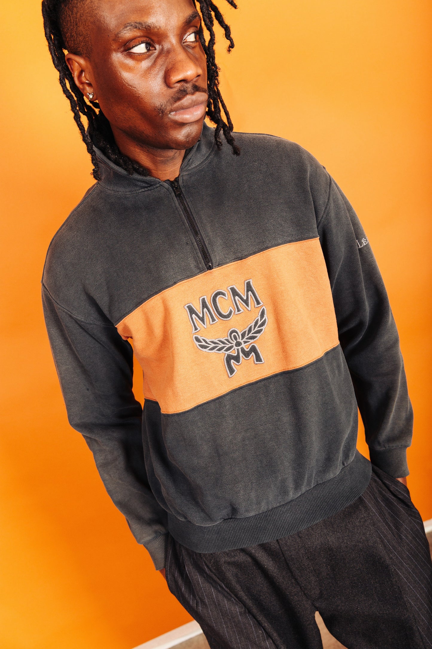 Legre MCM Two Tone Quarter Zip Sweater