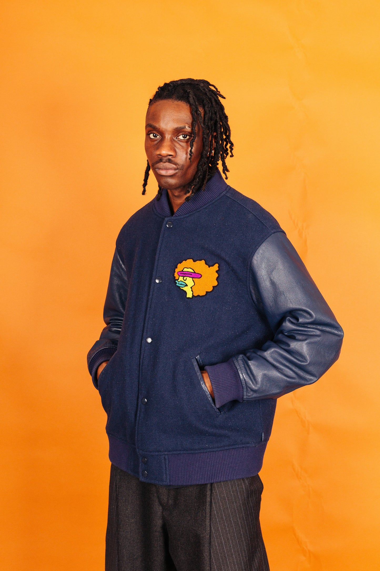 Supreme Wool Leather Gonz "Supream" Varsity Jacket Navy