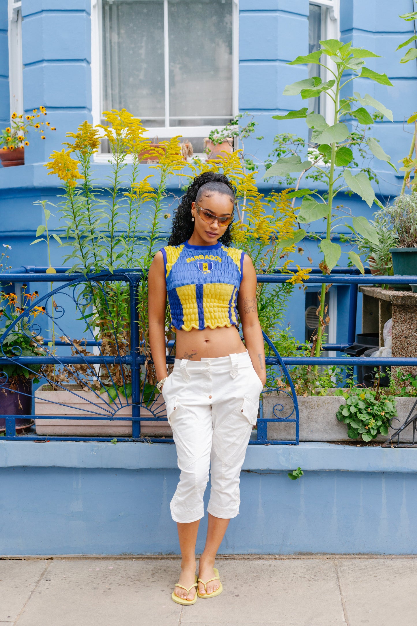 VT Rework x Taya Francis Barbados Knit Detail Shirred Top SC: 5782