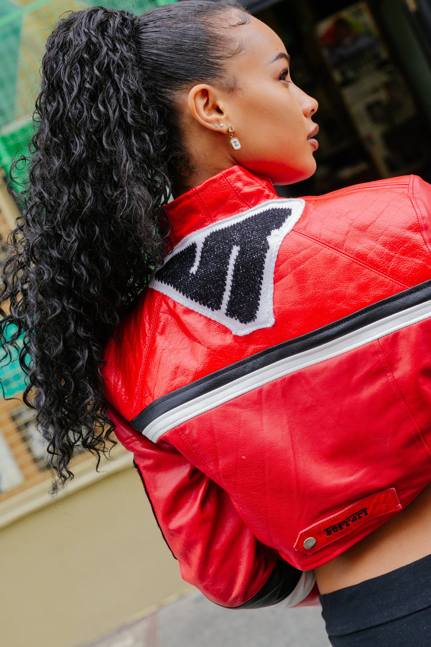 VT Rework x Taya Francis Trinidad and Tobago Ferrari Cropped Leather Jacket