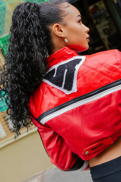 VT Rework x Taya Francis Trinidad and Tobago Ferrari Cropped Leather Jacket