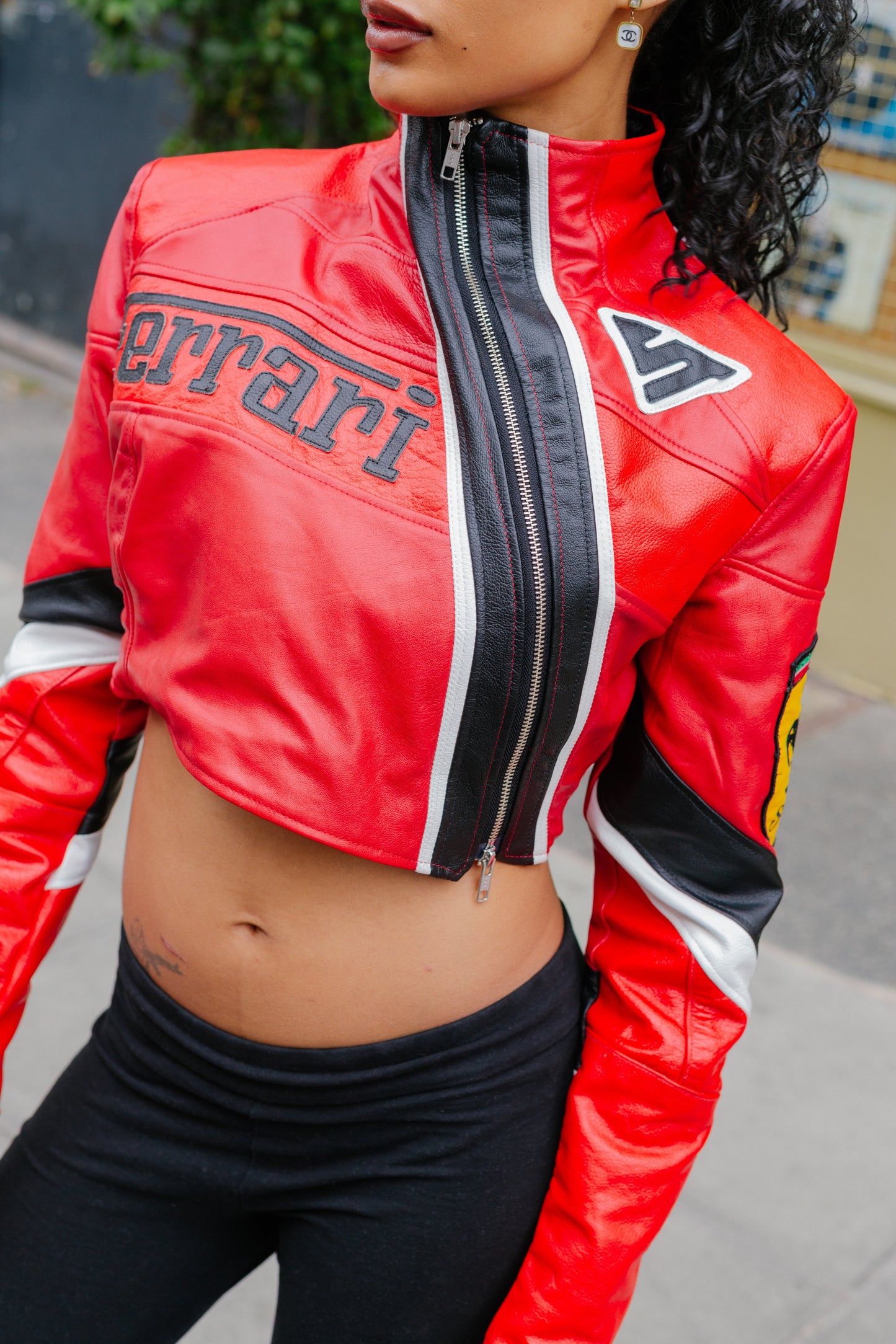 VT Rework x Taya Francis Trinidad and Tobago Ferrari Cropped Leather Jacket
