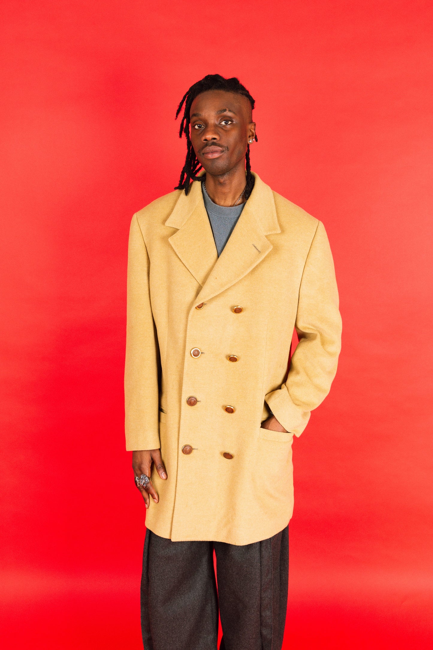 1980's Versace Cashmere Double Breasted Beige Peacoat (SAS)