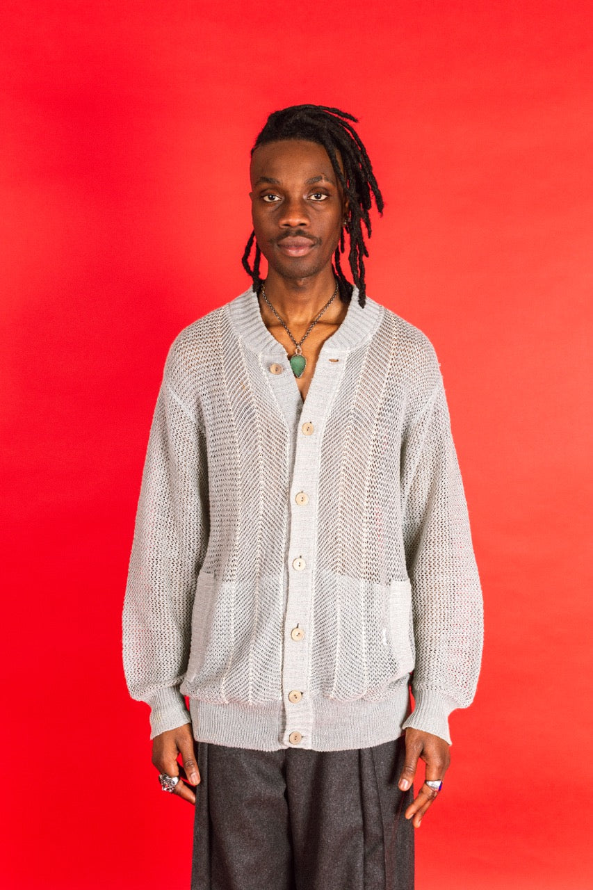 1970's YSL Low Gauge Ribbed Trim Knitted Cardigan