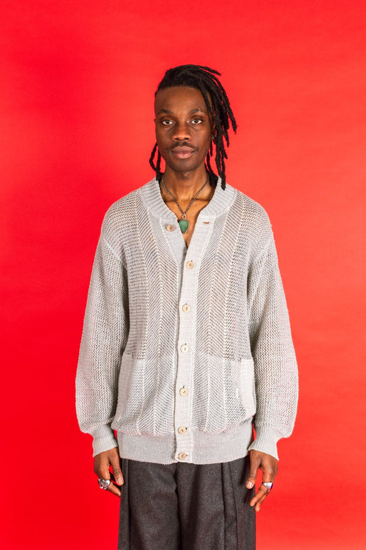 1970's YSL Low Gauge Ribbed Trim Knitted Cardigan