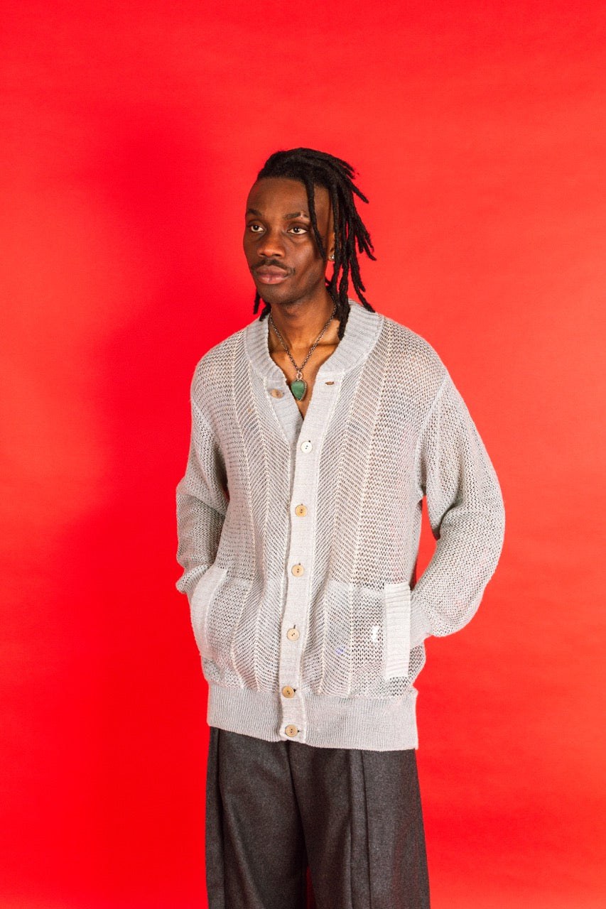 1970's YSL Low Gauge Ribbed Trim Knitted Cardigan