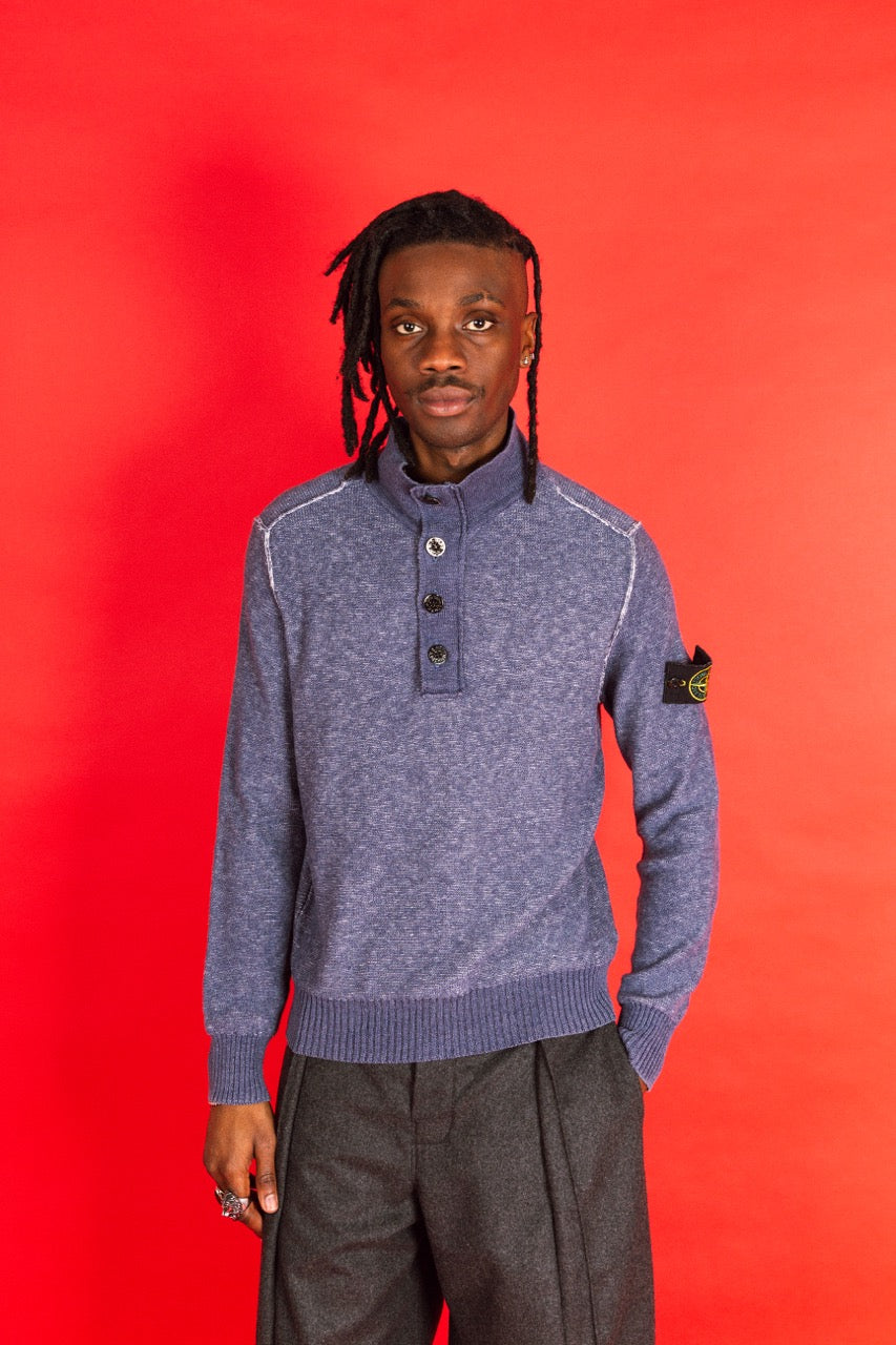 S/S 2012 Stone Island Blue Melange Cotton Knit Sweater