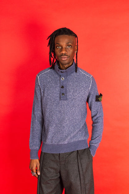 S/S 2012 Stone Island Blue Melange Cotton Knit Sweater