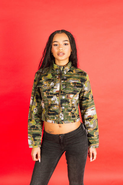 AW1997 JPG Mayakovsky Camo Cropped Denim Jacket SC: 5782