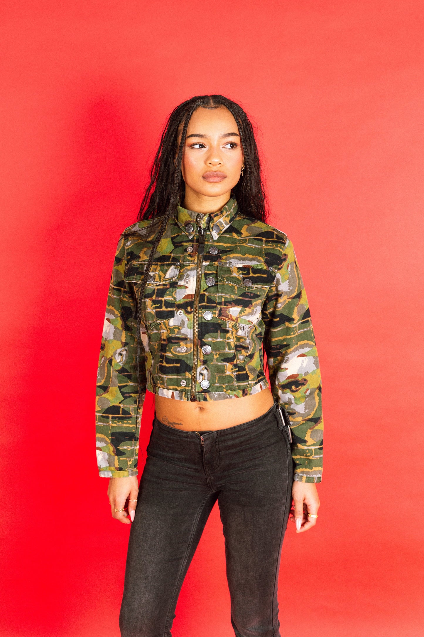 AW1997 JPG Mayakovsky Camo Cropped Denim Jacket SC: 5782
