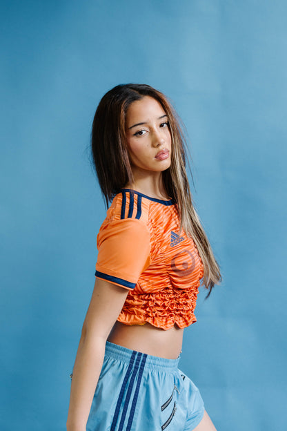 VT Rework : Lyon Cropped Shirred Football Shirt