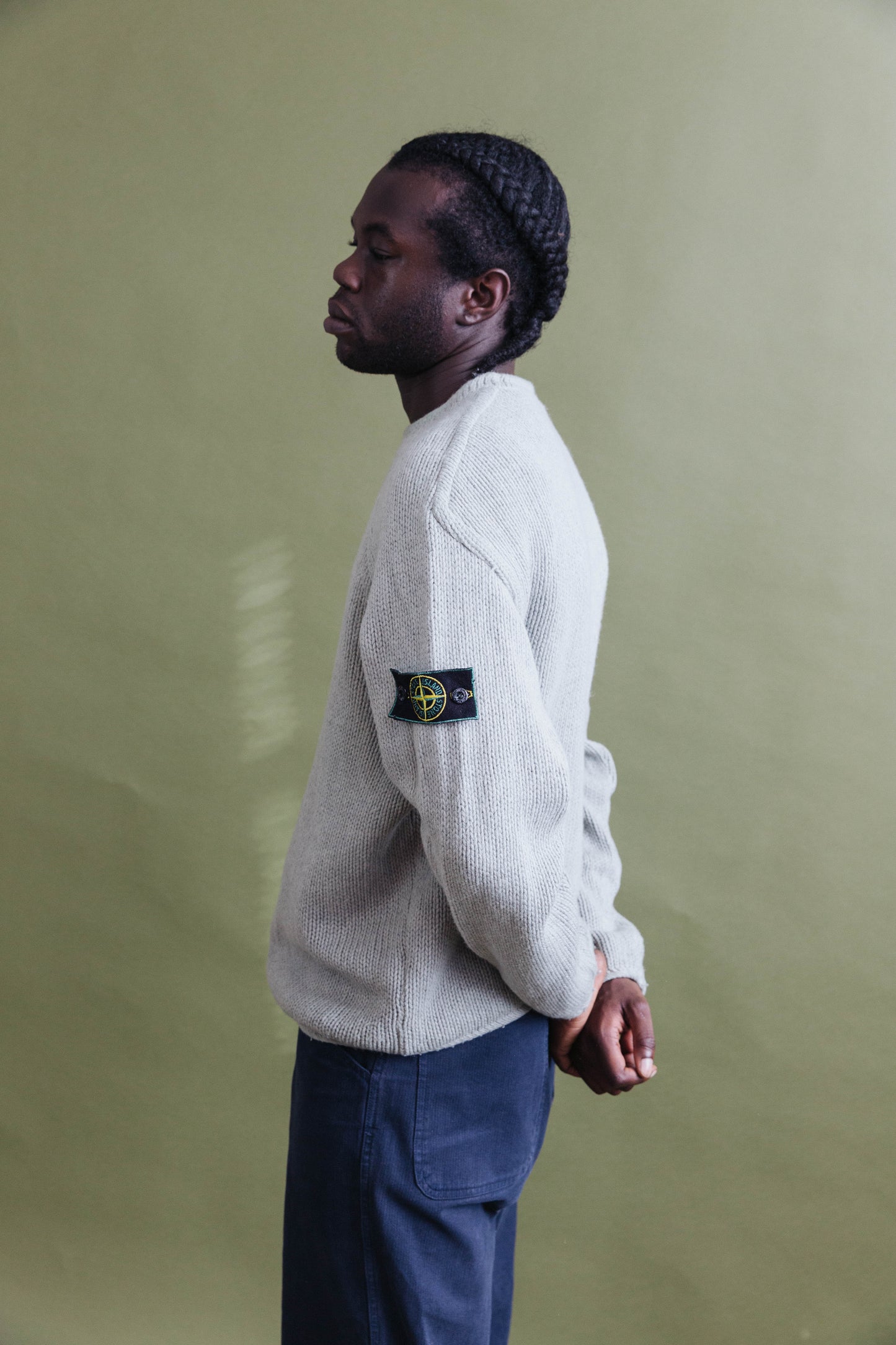 A/W 1993 Stone Island Pale Green Low Gauge Knit Sweater
