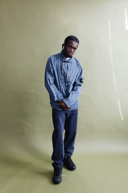 S/S 2001 Stone Island Petrol Blue Raso Gommato Jacket