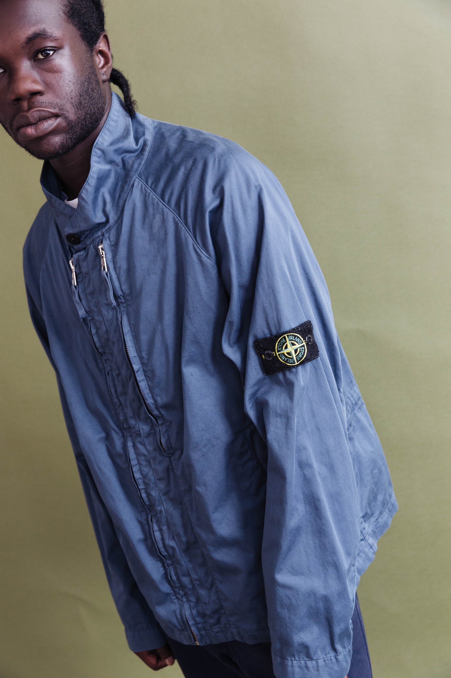 S/S 2001 Stone Island Petrol Blue Raso Gommato Jacket