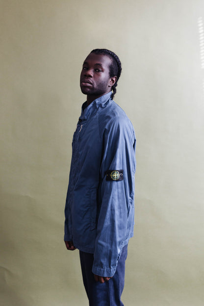S/S 2001 Stone Island Petrol Blue Raso Gommato Jacket
