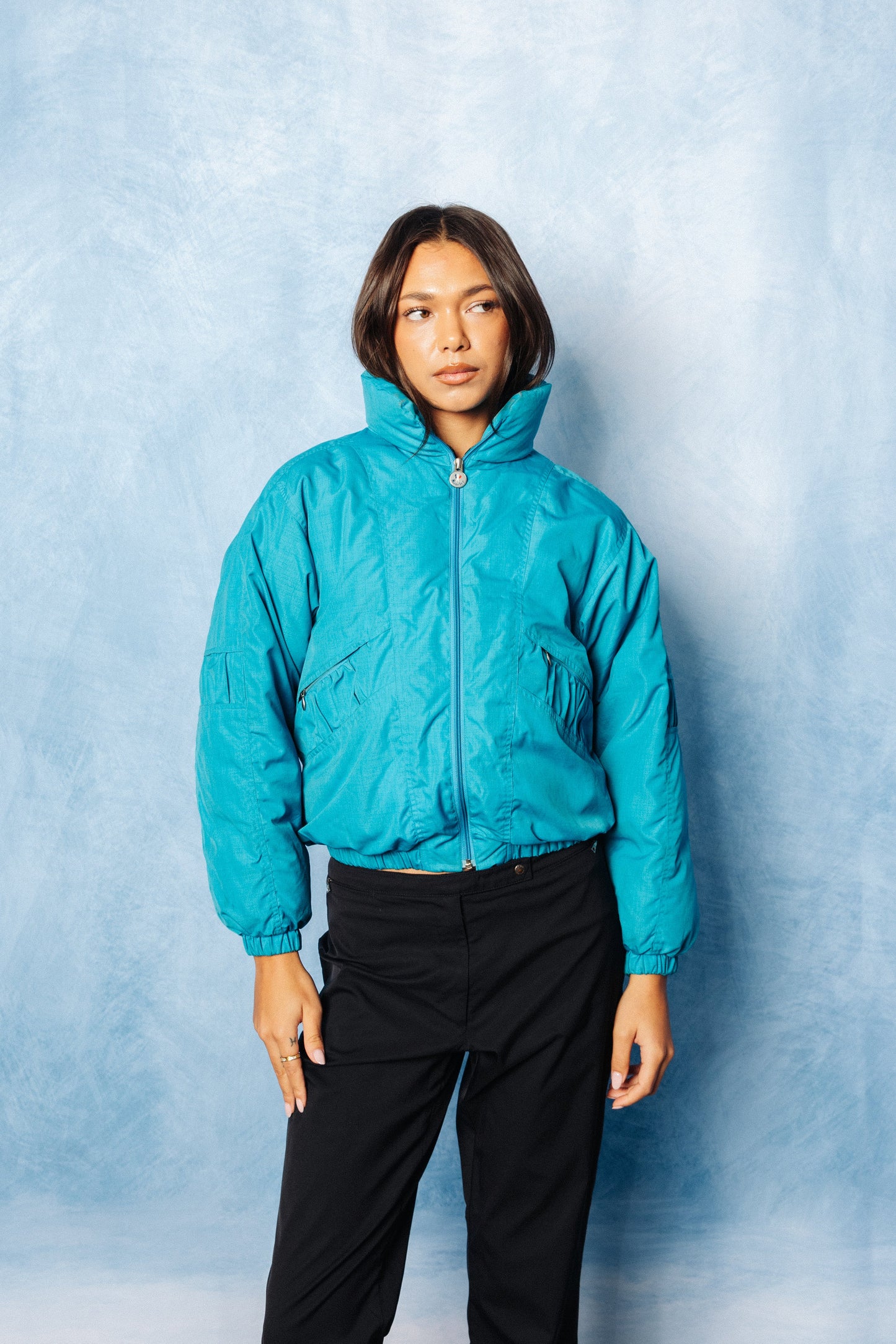 Moncler Vintage Ski Electric Blue Cropped Puffer Jacket SC: 5782