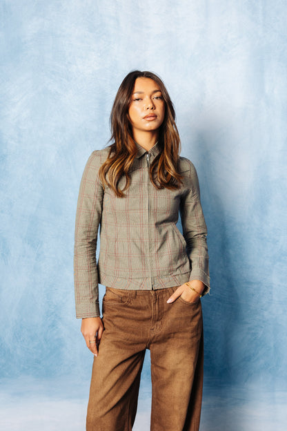 Issey Miyake Grey Check Cropped Jacket