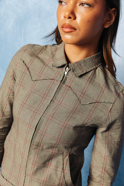 Issey Miyake Grey Check Cropped Jacket