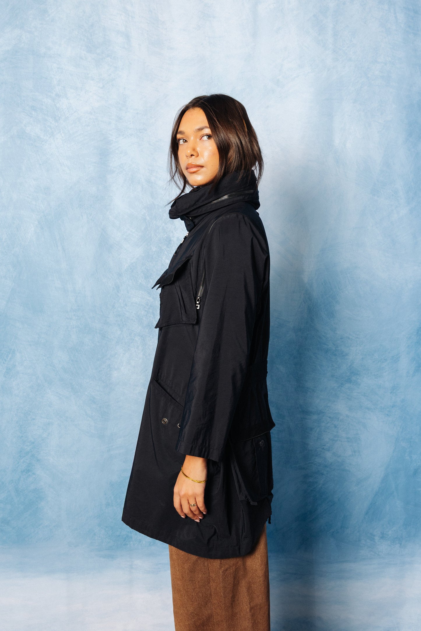 Marithé François Girbaud Black Utility Cargo Coat