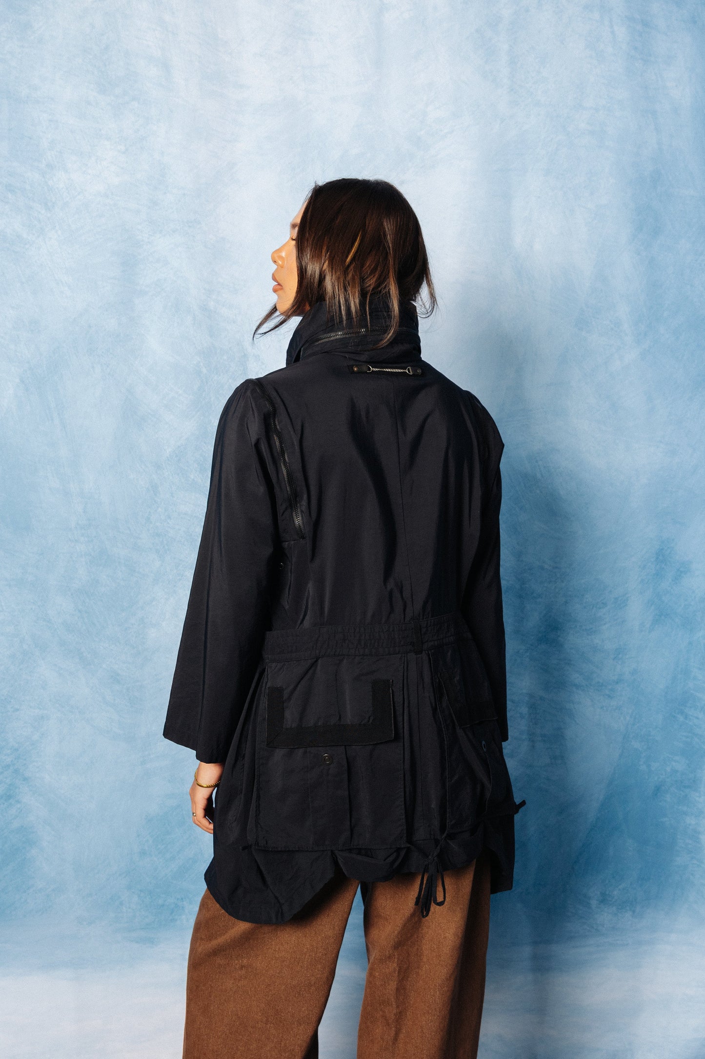 Marithé François Girbaud Black Utility Cargo Coat