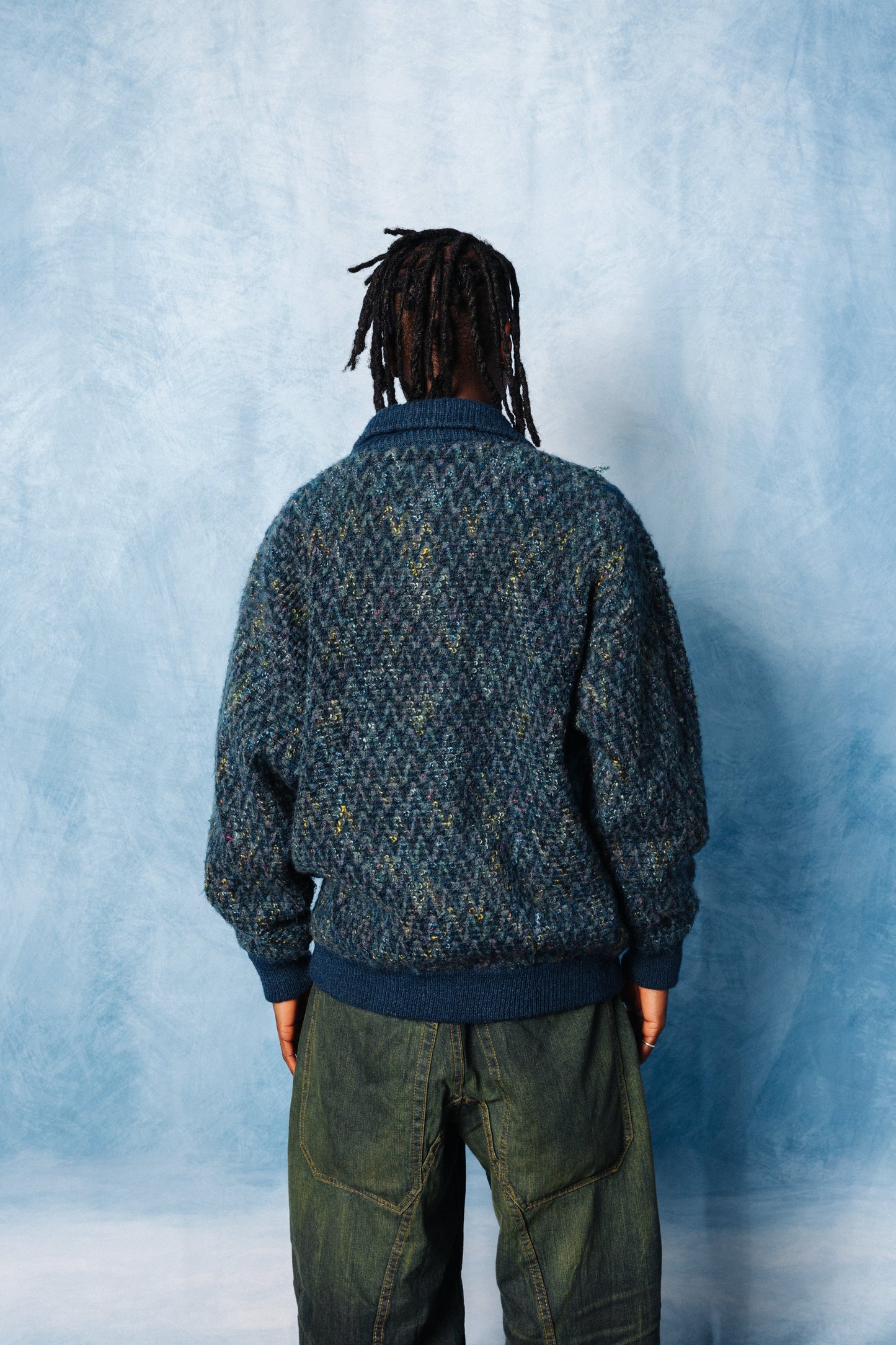 1970's YSL Abstract Chevron Quilted Wool Cardigan