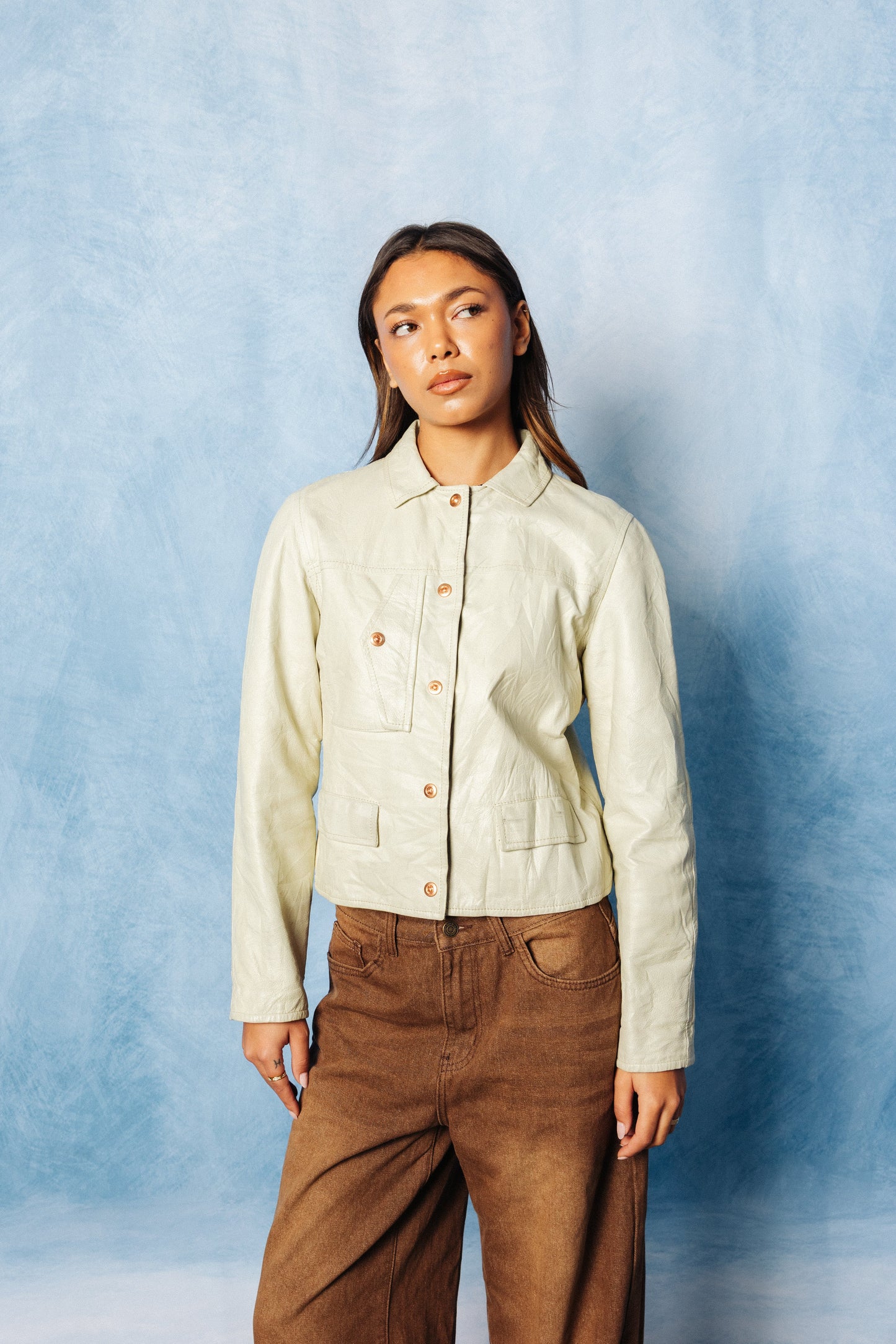 Jean Paul Gaultier Cream Cruella Leather Blouson SC:5782