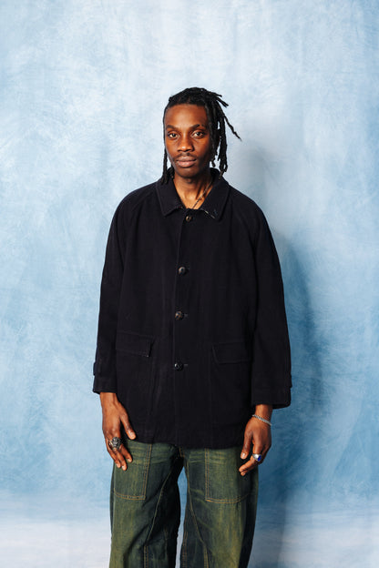 Burberry Navy Nova Check Wool Garden Coat