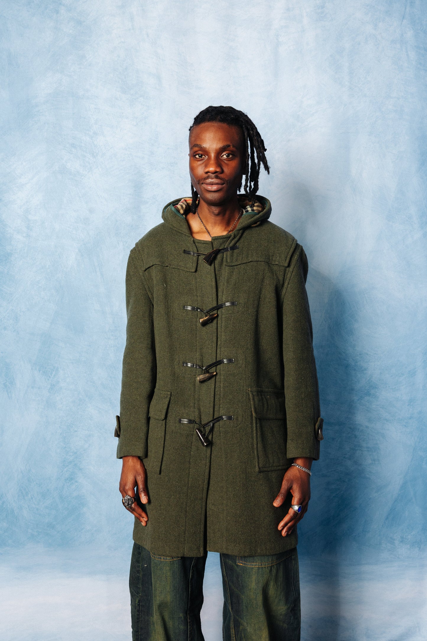 Burberry Green Nova Check Lined Duffle Coat
