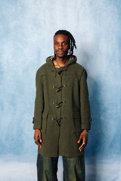 Burberry Green Nova Check Lined Duffle Coat