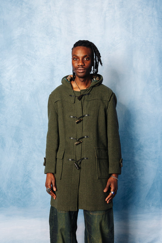 Burberry Green Nova Check Lined Duffle Coat