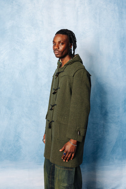 Burberry Green Nova Check Lined Duffle Coat