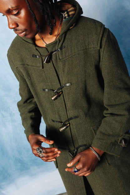 Burberry Green Nova Check Lined Duffle Coat