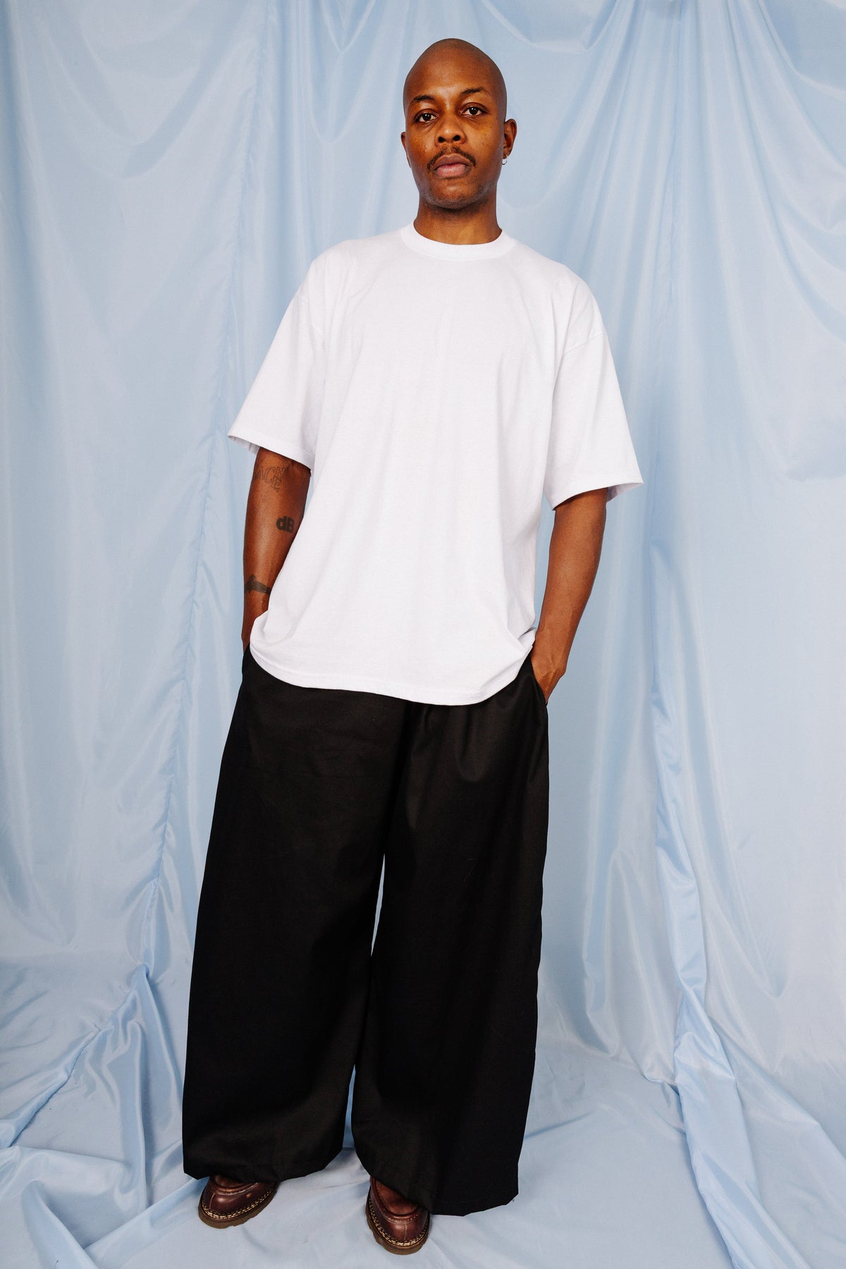 VT Rework: Oversized Cotton Twill Black Balloon Trousers | O/S, Multicoloured