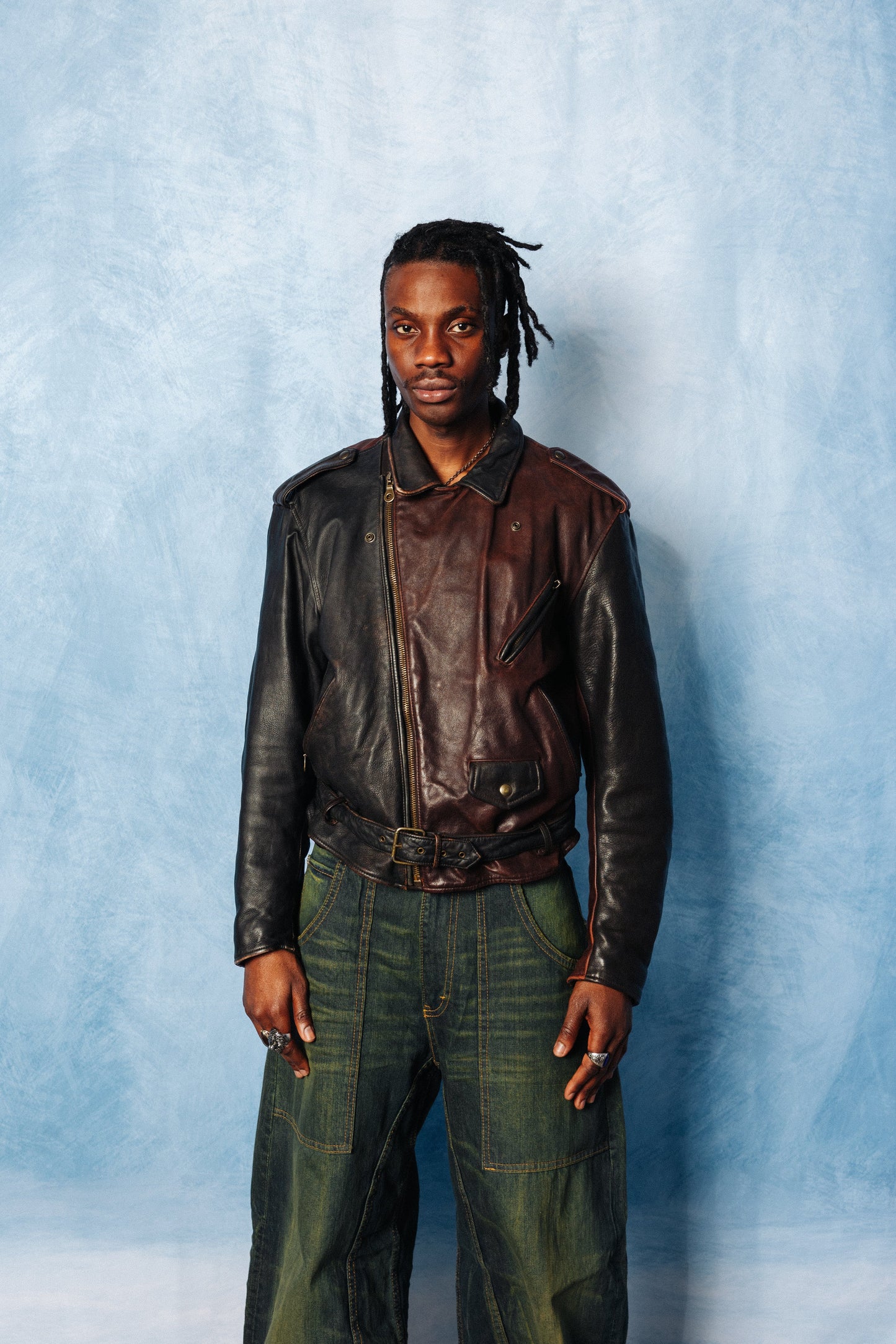 1980's Emporio Armani Brown Leather Motorcycle Jacket