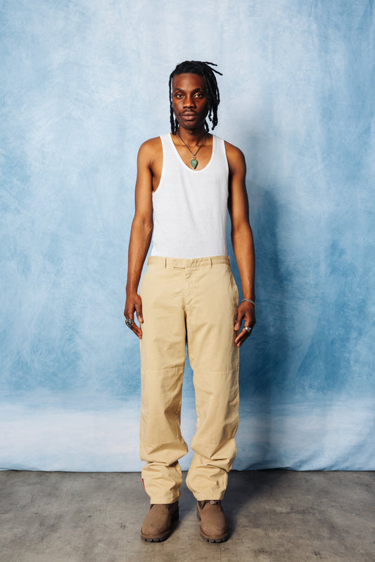 Prada Sport Beige Cotton Twill Double Knee Utility Trousers