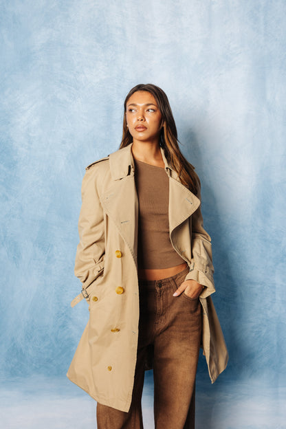 Burberry Beige Double Breasted 3/4 Length Trench
