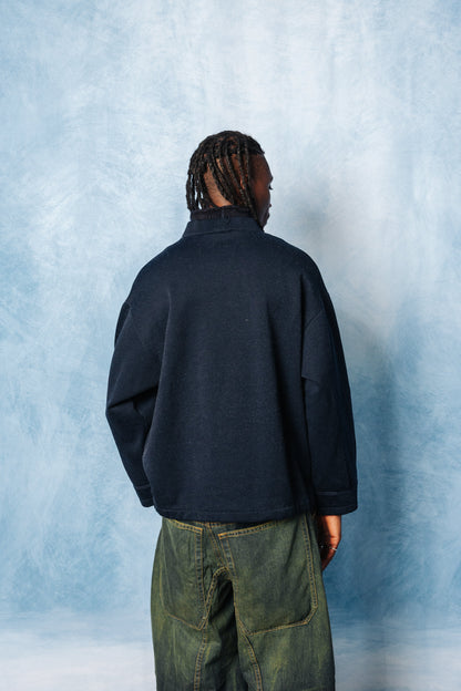 S/S 1987 Stone Island Script Logo Double Collar Fisherman Sweater