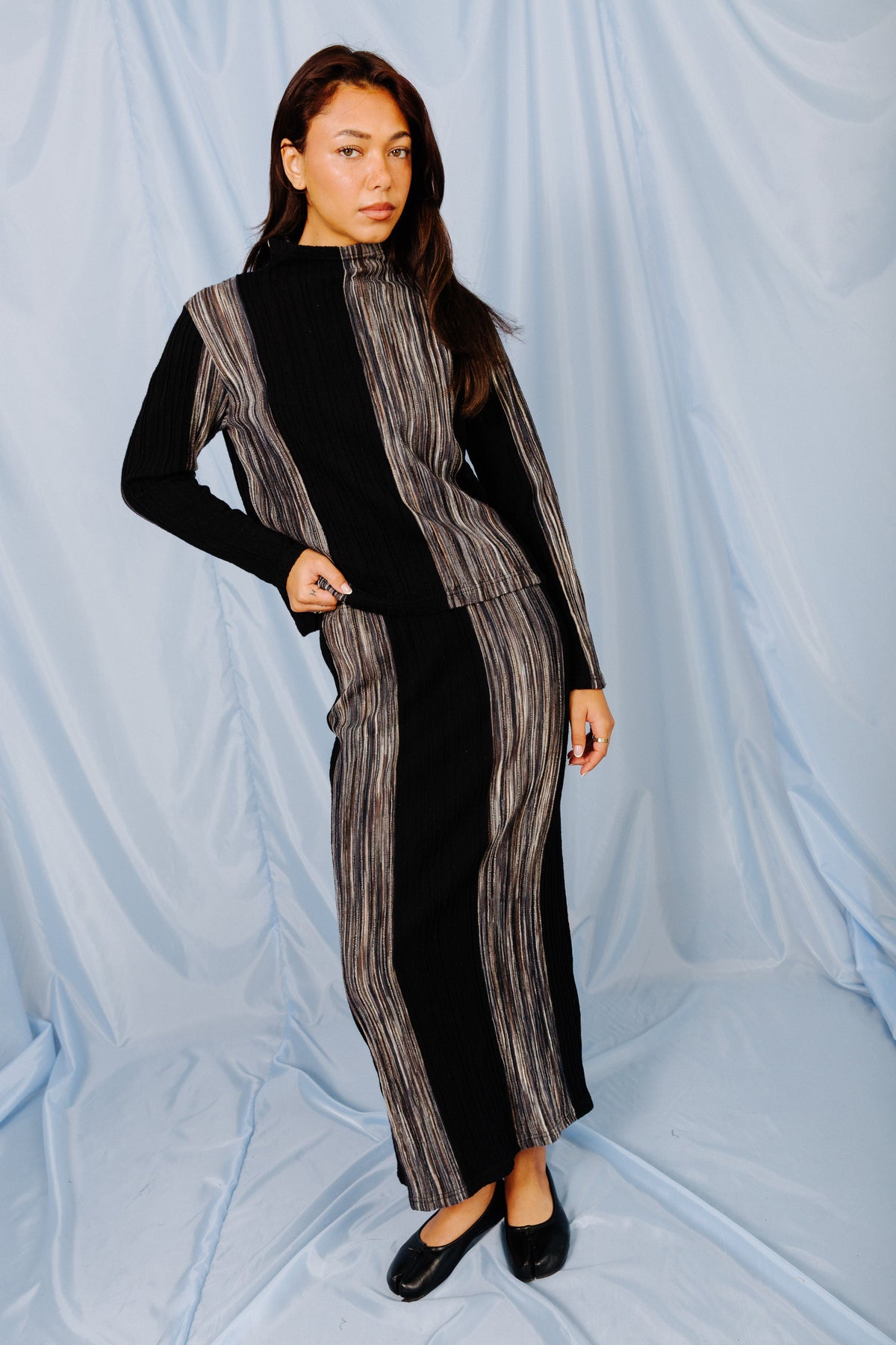 Issey Miyake Hai Sporting Gear Ribbed Stripe Detail Two Piece | Medium, Black