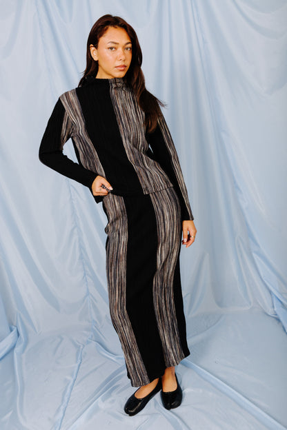 Issey Miyake Hai Sporting Gear Ribbed Stripe Detail Two Piece | Medium, Black