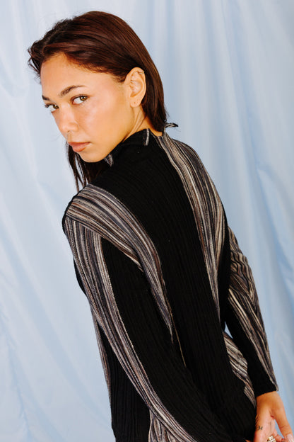 Issey Miyake Hai Sporting Gear Ribbed Stripe Detail Two Piece | Medium, Black