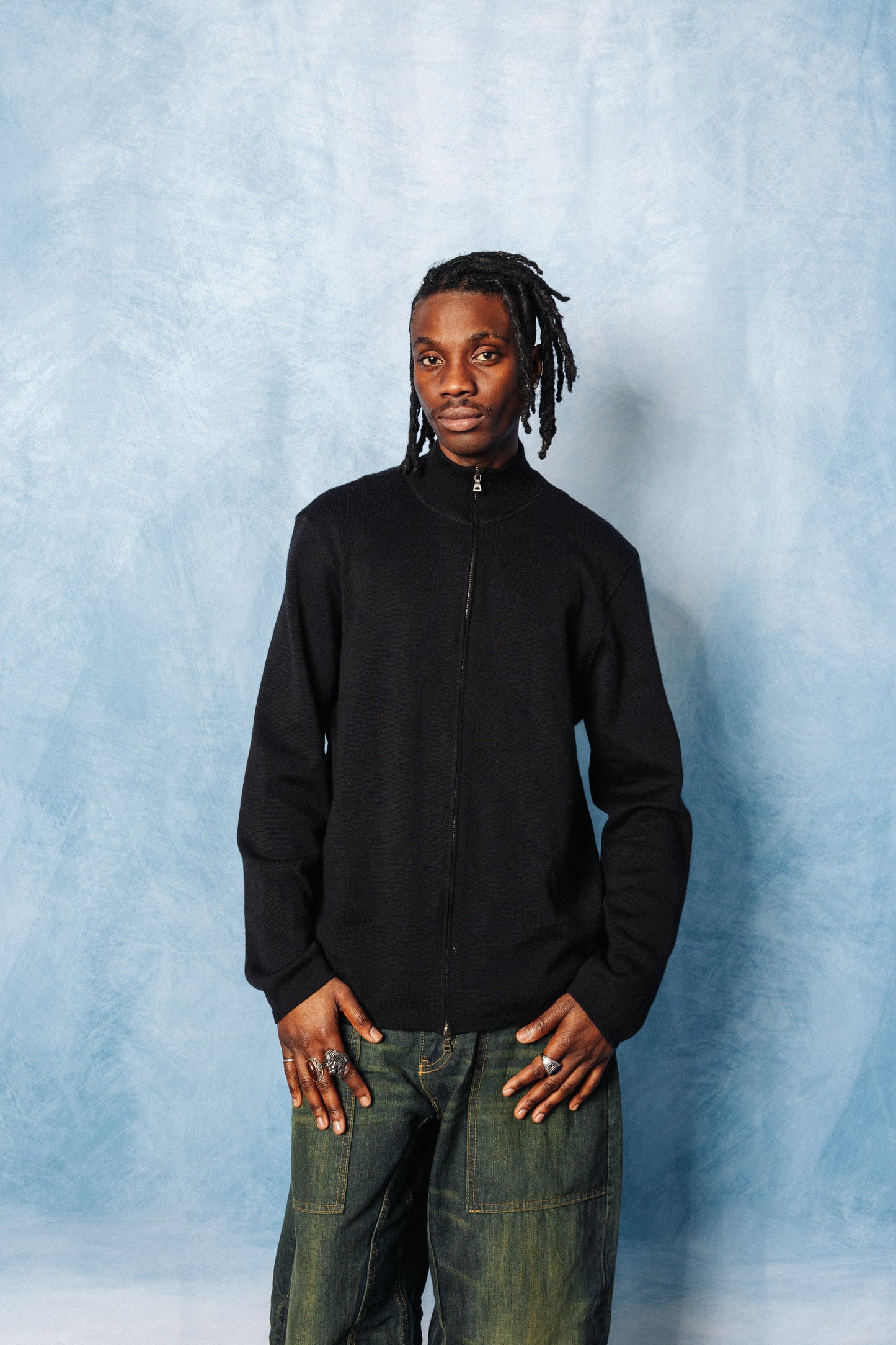 Prada Sport Blackout Full Zip 100% Wool Cardigan