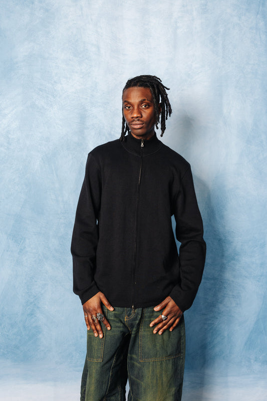 Prada Sport Blackout Full Zip 100% Wool Cardigan