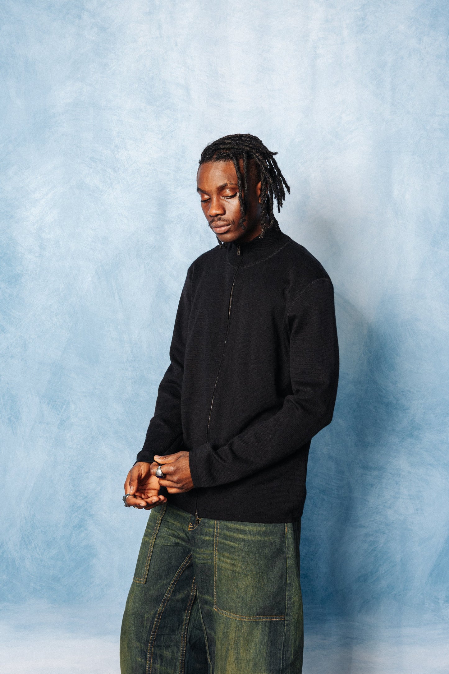 Prada Sport Blackout Full Zip 100% Wool Cardigan