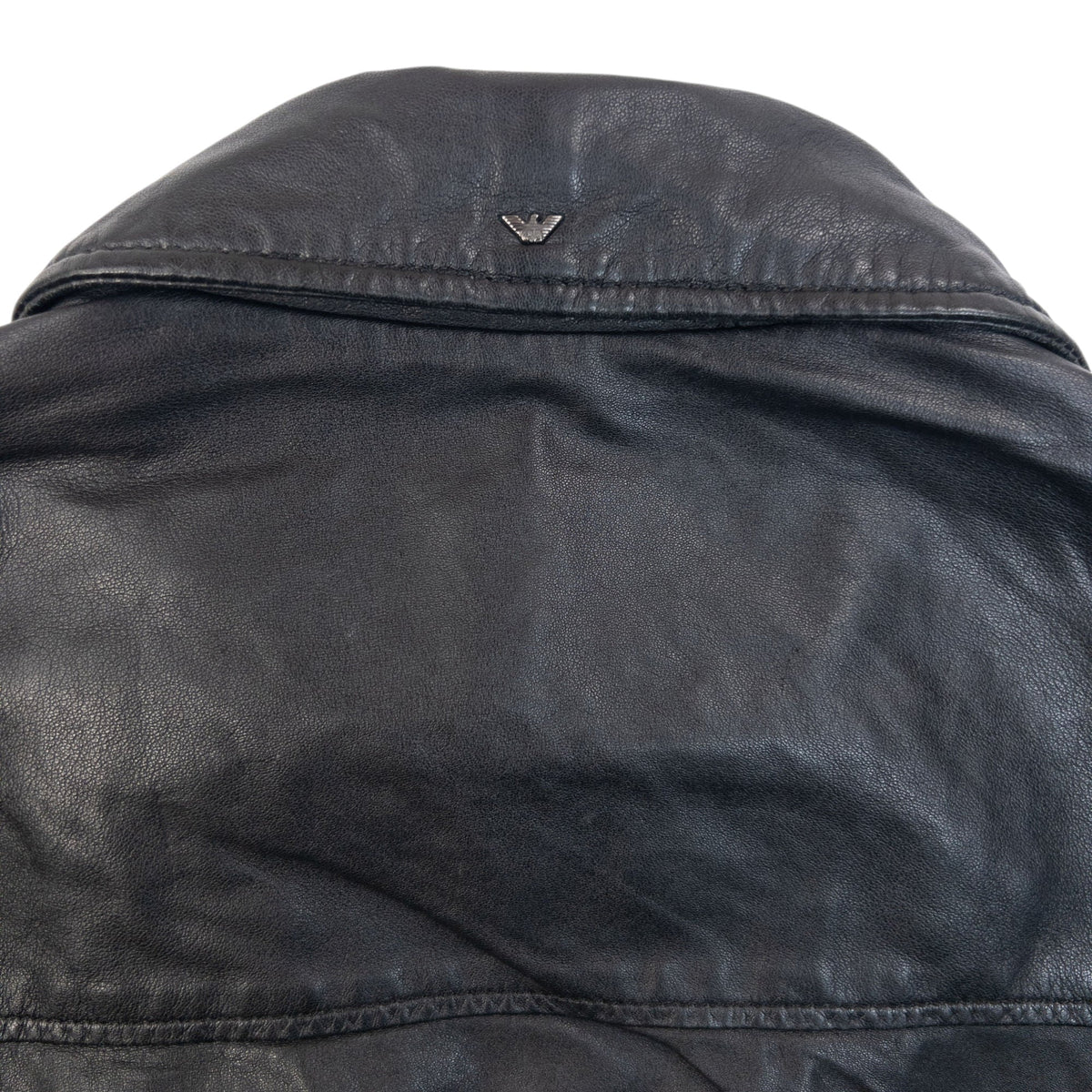 Vintage Armani Jeans Zip Up Leather Jacket Womens Size M | Medium, Black