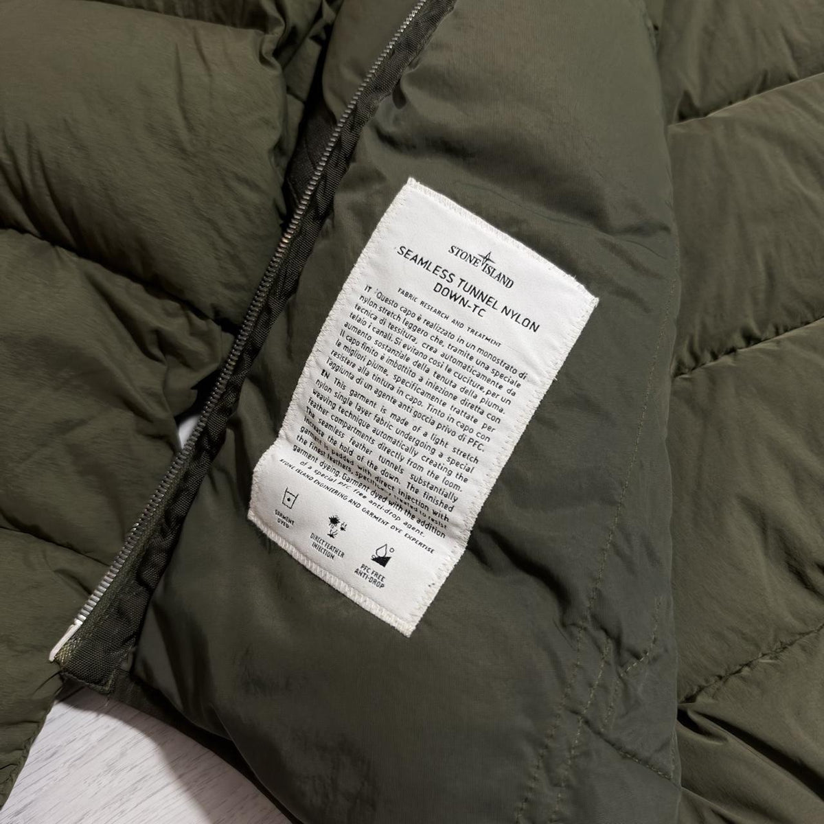 Stone Island Seamless Down-TC Jacket | Small, Olive Green