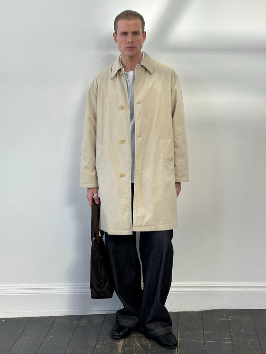 Hugo Boss 2000s Cotton Concealed Placket Trench - L