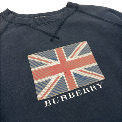 Vintage 2000s Burberry Union Jack Graphic Sweatshirt Womens Size XXS | XXS, Navy