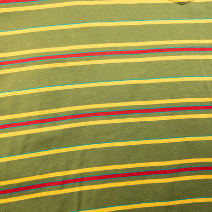 Vintage 80s YSL Yves Saint Laurent Striped Long Sleeve Polo Shirt Size M | Medium, Red