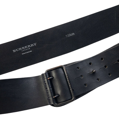Vintage 2000s Burberry Leather Belt Size XL | O/S, Black